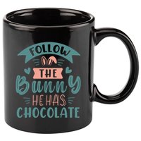 Follow The Bunny He Has Chocolate Funny Easter 11oz C Handle Ceramic Mug