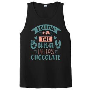 Follow The Bunny He Has Chocolate Funny Easter PosiCharge Competitor Tank