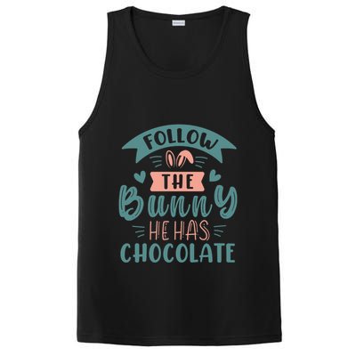 Follow The Bunny He Has Chocolate Funny Easter PosiCharge Competitor Tank