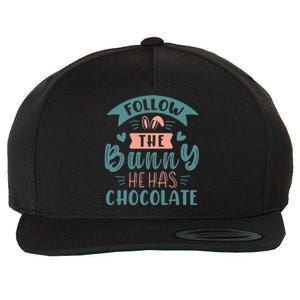 Follow The Bunny He Has Chocolate Funny Easter Wool Snapback Cap