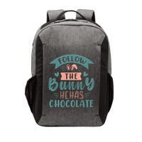 Follow The Bunny He Has Chocolate Funny Easter Vector Backpack