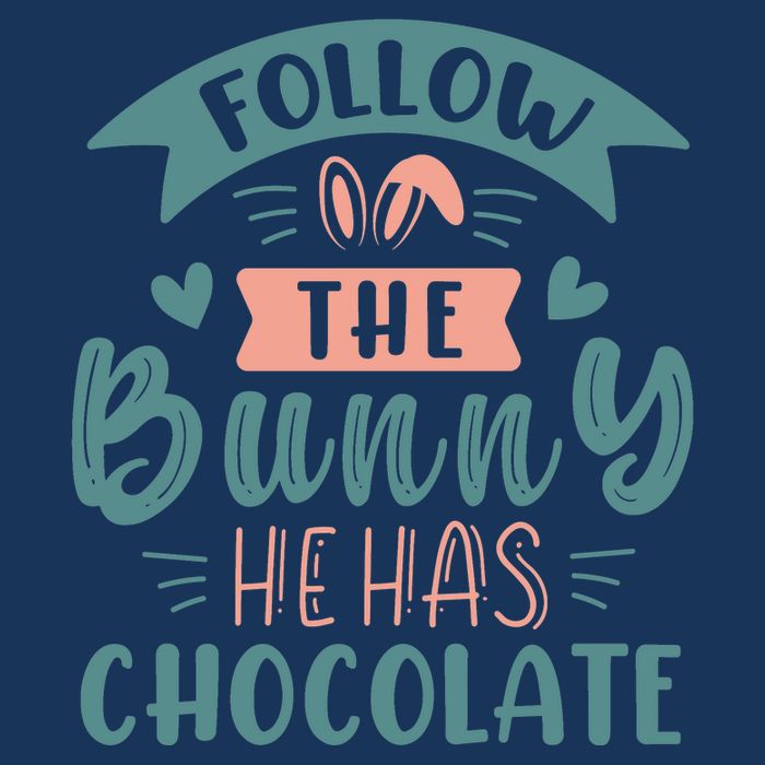 Follow The Bunny He Has Chocolate Funny Easter Drawstring Bag