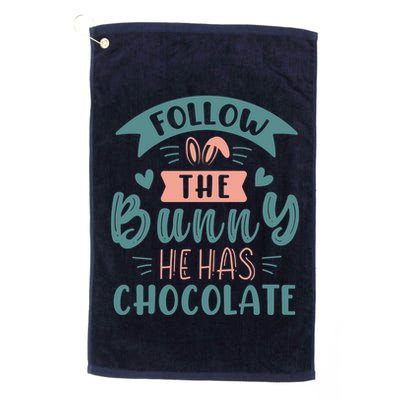 Follow The Bunny He Has Chocolate Funny Easter Golf Towel
