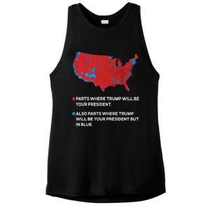 Funny Trump Better Coverage Red And Blue County Votes Us Map Ladies PosiCharge Tri-Blend Wicking Tank