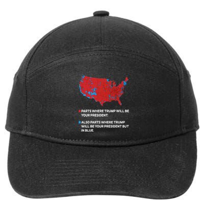 Funny Trump Better Coverage Red And Blue County Votes Us Map 7-Panel Snapback Hat
