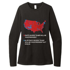 Funny Trump Better Coverage Red And Blue County Votes Us Map Womens CVC Long Sleeve Shirt