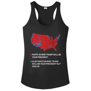 Funny Trump Better Coverage Red And Blue County Votes Us Map Ladies PosiCharge Competitor Racerback Tank