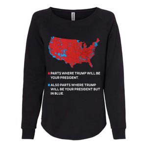 Funny Trump Better Coverage Red And Blue County Votes Us Map Womens California Wash Sweatshirt