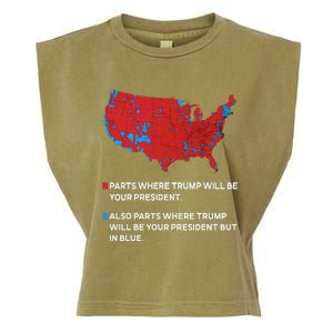 Funny Trump Better Coverage Red And Blue County Votes Us Map Garment-Dyed Women's Muscle Tee