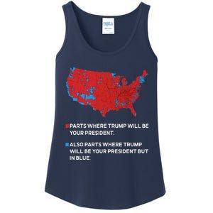 Funny Trump Better Coverage Red And Blue County Votes Us Map Ladies Essential Tank