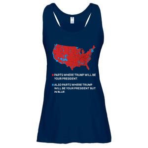 Funny Trump Better Coverage Red And Blue County Votes Us Map Ladies Essential Flowy Tank