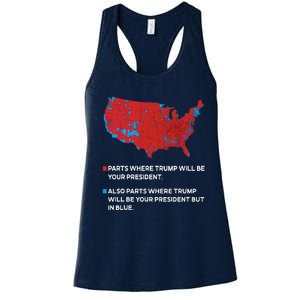 Funny Trump Better Coverage Red And Blue County Votes Us Map Women's Racerback Tank