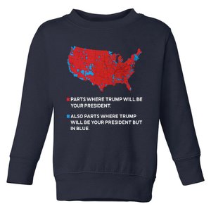 Funny Trump Better Coverage Red And Blue County Votes Us Map Toddler Sweatshirt