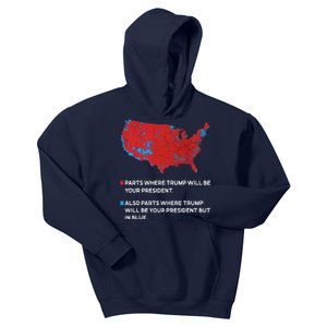 Funny Trump Better Coverage Red And Blue County Votes Us Map Kids Hoodie