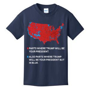 Funny Trump Better Coverage Red And Blue County Votes Us Map Kids T-Shirt