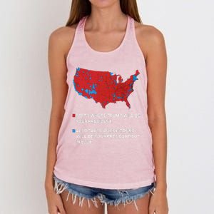 Funny Trump Better Coverage Red And Blue County Votes Us Map Women's Knotted Racerback Tank