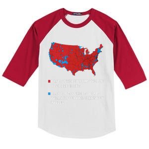 Funny Trump Better Coverage Red And Blue County Votes Us Map Kids Colorblock Raglan Jersey