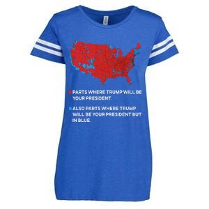 Funny Trump Better Coverage Red And Blue County Votes Us Map Enza Ladies Jersey Football T-Shirt