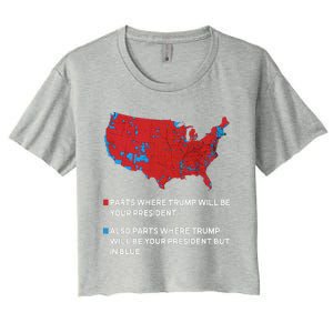 Funny Trump Better Coverage Red And Blue County Votes Us Map Women's Crop Top Tee