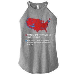 Funny Trump Better Coverage Red And Blue County Votes Us Map Women's Perfect Tri Rocker Tank