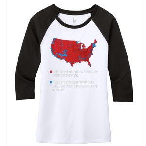 Funny Trump Better Coverage Red And Blue County Votes Us Map Women's Tri-Blend 3/4-Sleeve Raglan Shirt