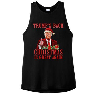 Funny Trump Back Santa Claus Make Christmas Great Again 2024 Ladies PosiCharge Tri-Blend Wicking Tank