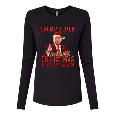 Funny Trump Back Santa Claus Make Christmas Great Again 2024 Womens Cotton Relaxed Long Sleeve T-Shirt