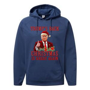 Funny Trump Back Santa Claus Make Christmas Great Again 2024 Performance Fleece Hoodie