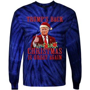 Funny Trump Back Santa Claus Make Christmas Great Again 2024 Tie-Dye Long Sleeve Shirt