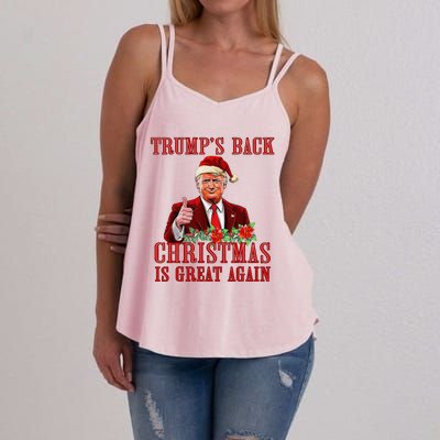 Funny Trump Back Santa Claus Make Christmas Great Again 2024 Women's Strappy Tank