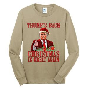 Funny Trump Back Santa Claus Make Christmas Great Again 2024 Tall Long Sleeve T-Shirt