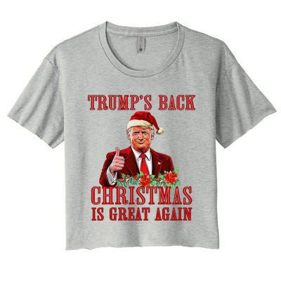 Funny Trump Back Santa Claus Make Christmas Great Again 2024 Women's Crop Top Tee