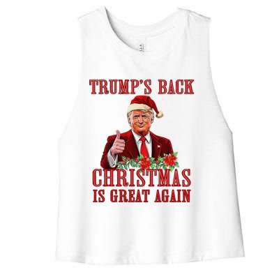 Funny Trump Back Santa Claus Make Christmas Great Again 2024 Women's Racerback Cropped Tank