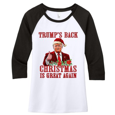 Funny Trump Back Santa Claus Make Christmas Great Again 2024 Women's Tri-Blend 3/4-Sleeve Raglan Shirt