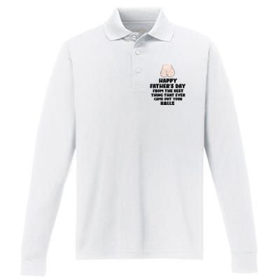 From The Best Thing That Came Out Your Balls Performance Long Sleeve Polo