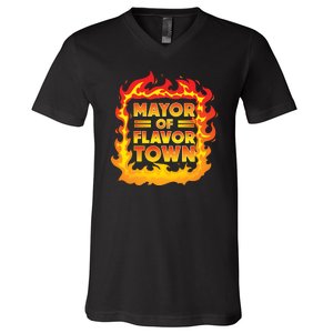 Flavor Town Cooking Guy Fieri BBQ  V-Neck T-Shirt