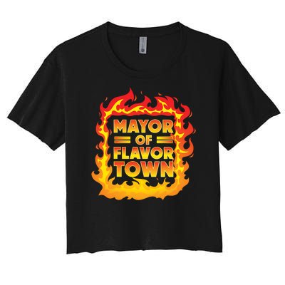 Flavor Town Cooking Guy Fieri BBQ  Women's Crop Top Tee