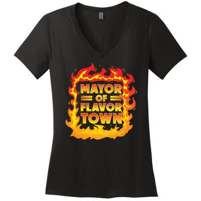 Flavor Town Cooking Guy Fieri BBQ  Women's V-Neck T-Shirt