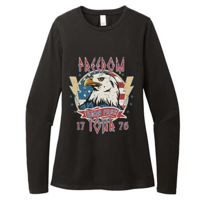 Freedom Tour Born To Be Free 4th Of July 1776 Eagle USA Flag Womens CVC Long Sleeve Shirt