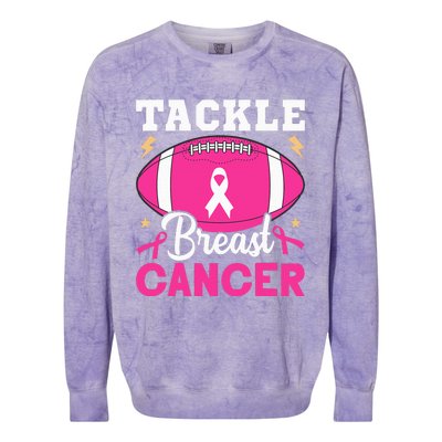 Footbal Tackle Breast Cancer Awareness Pink Ribbon October Colorblast Crewneck Sweatshirt