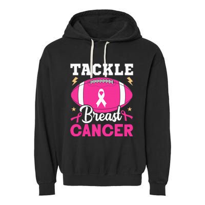 Footbal Tackle Breast Cancer Awareness Pink Ribbon October Garment-Dyed Fleece Hoodie