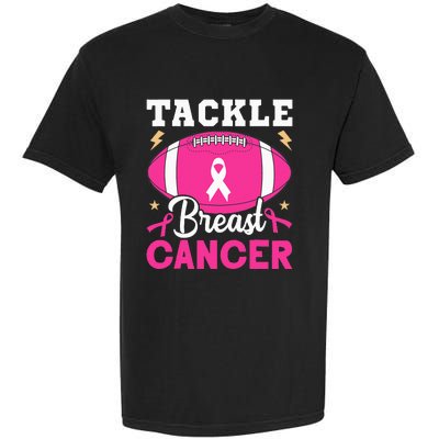 Footbal Tackle Breast Cancer Awareness Pink Ribbon October Garment-Dyed Heavyweight T-Shirt