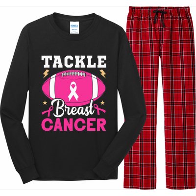 Footbal Tackle Breast Cancer Awareness Pink Ribbon October Long Sleeve Pajama Set