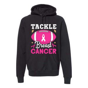 Footbal Tackle Breast Cancer Awareness Pink Ribbon October Premium Hoodie