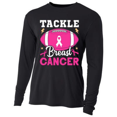 Footbal Tackle Breast Cancer Awareness Pink Ribbon October Cooling Performance Long Sleeve Crew