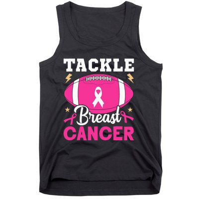 Footbal Tackle Breast Cancer Awareness Pink Ribbon October Tank Top