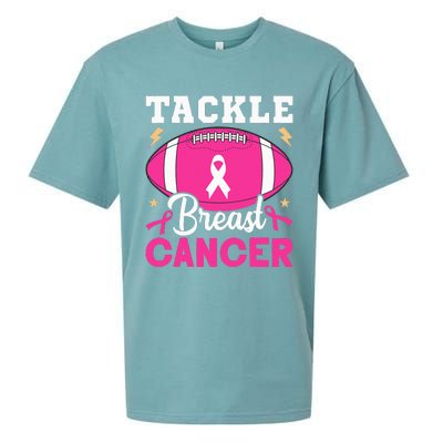 Footbal Tackle Breast Cancer Awareness Pink Ribbon October Sueded Cloud Jersey T-Shirt