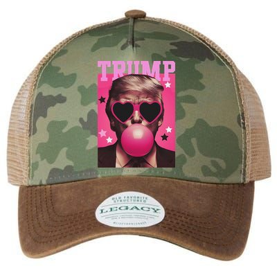 Funny Trump B.U.B.B.L.E Gum Sunglass Heart Legacy Tie Dye Trucker Hat