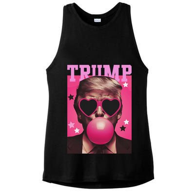 Funny Trump B.U.B.B.L.E Gum Sunglass Heart Ladies PosiCharge Tri-Blend Wicking Tank