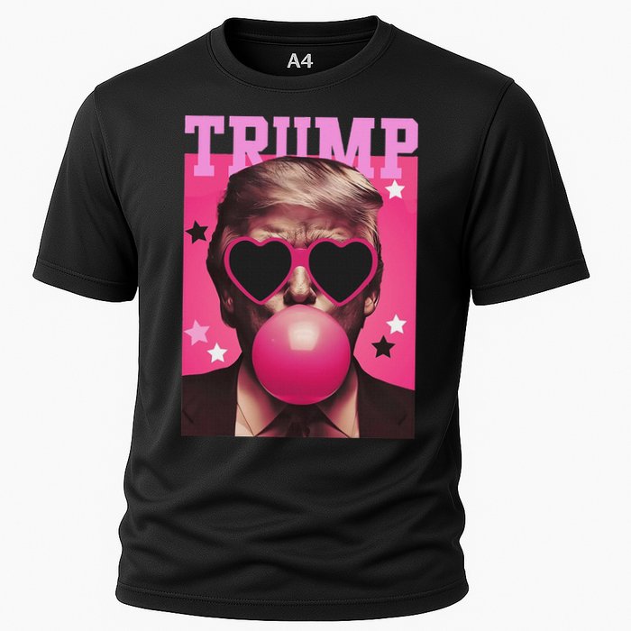 Funny Trump B.U.B.B.L.E Gum Sunglass Heart Cooling Performance Crew T-Shirt